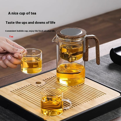 Magnetic Separation Glass Teapot with Wooden Handle