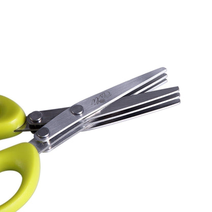 Multifunctional Stainless Steel Herb & Onion Scissors – 5-Layer Kitchen Cutter