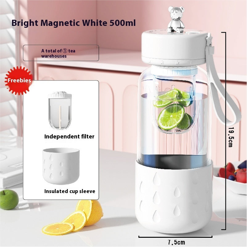 Magnetic Glass Tea Infuser Bottle – Leakproof & Stylish