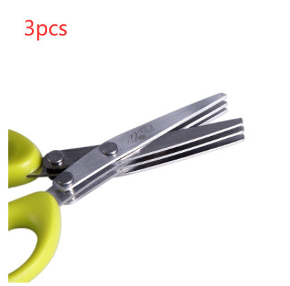 Multifunctional Stainless Steel Herb & Onion Scissors – 5-Layer Kitchen Cutter