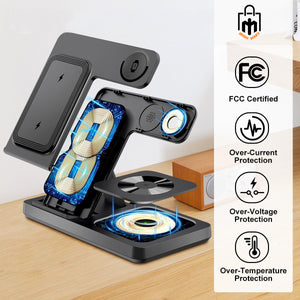 15W 3-in-1 Foldable Fast Wireless Charging Stand